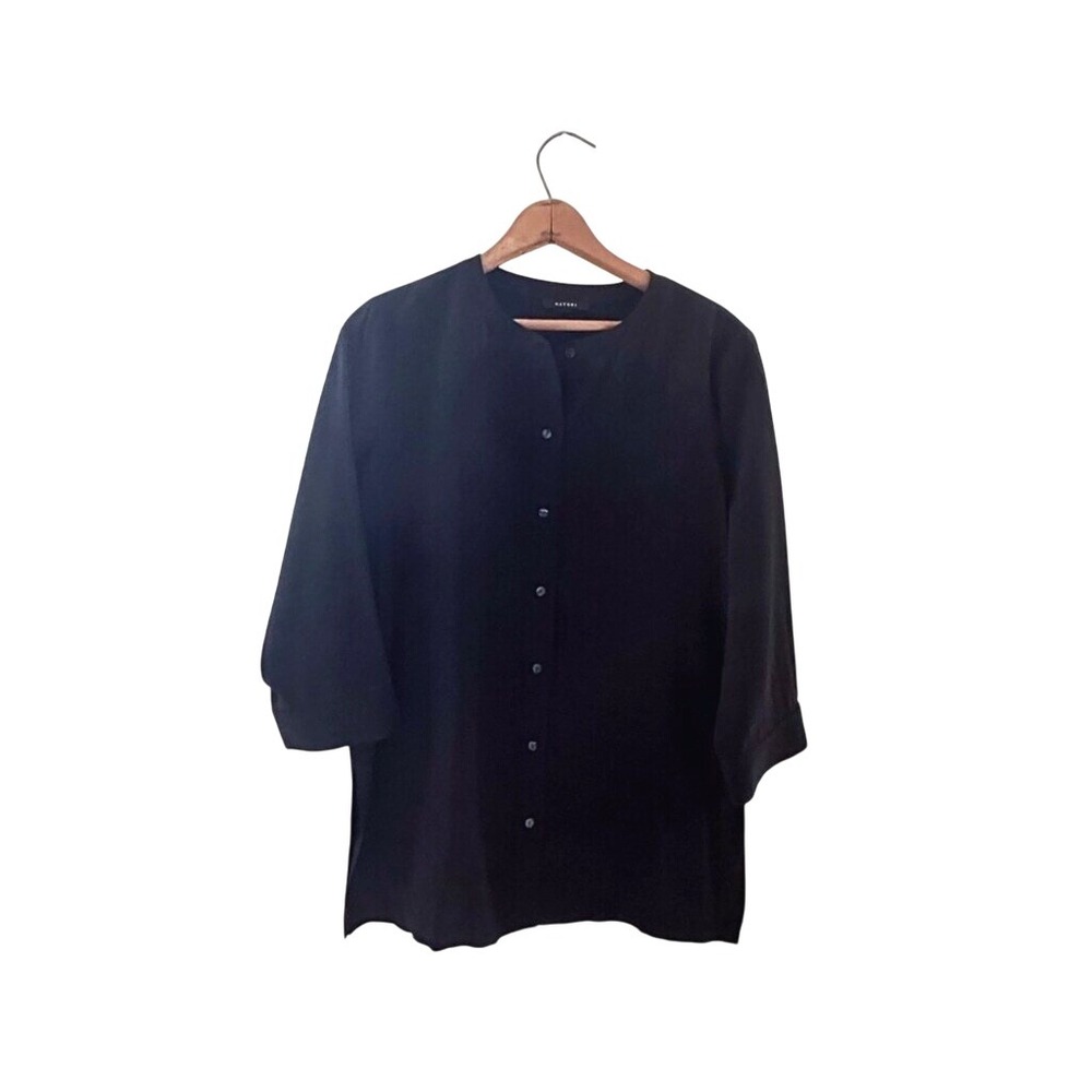 Natori Black Button down Top 3/4 sleeve / Viscose - Size XS